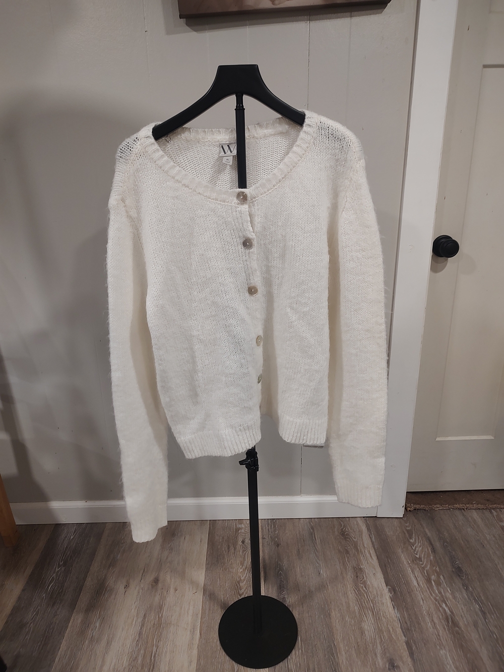 Worthington Cream Button-Up Knit Cardigan